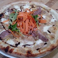 Pizza foie gras, crème de cèpe