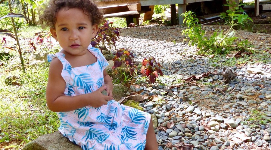 This is Nora , the youngest daughter of Dorien and Papito. The photo is taken nearby one of te treehouses (there are two of them)