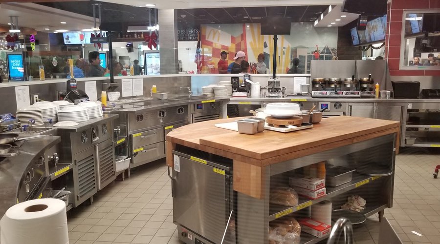 The preparation area at front of the restaurant