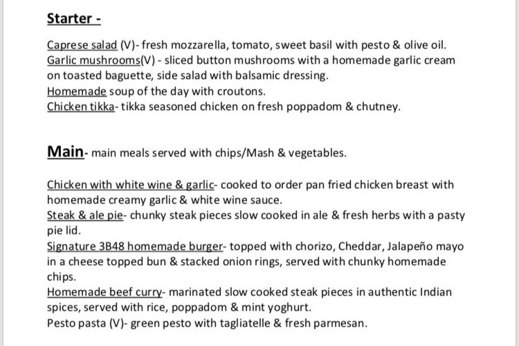 Al a Carte menu from Monday! 5.30-8.30pm. 