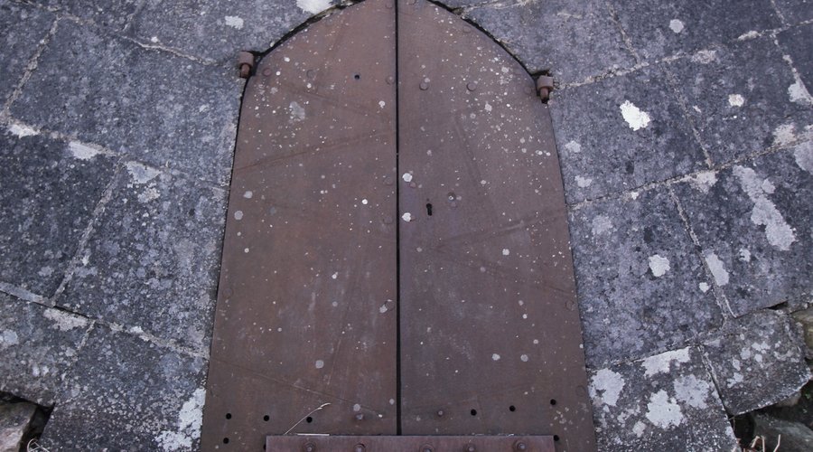The Iron door of Kinnitty Pyramid. Built in 1830. 5 members of the Bernard family are buried there.