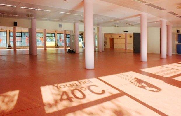 This is the hot room at Studio Friedrichshain which is 200m2 and the largest yoga hall in Berlin.