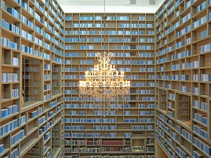 The Gaia Hotel, Taipei in Beitou, image may contain: Chandelier, Lamp, Library, Book