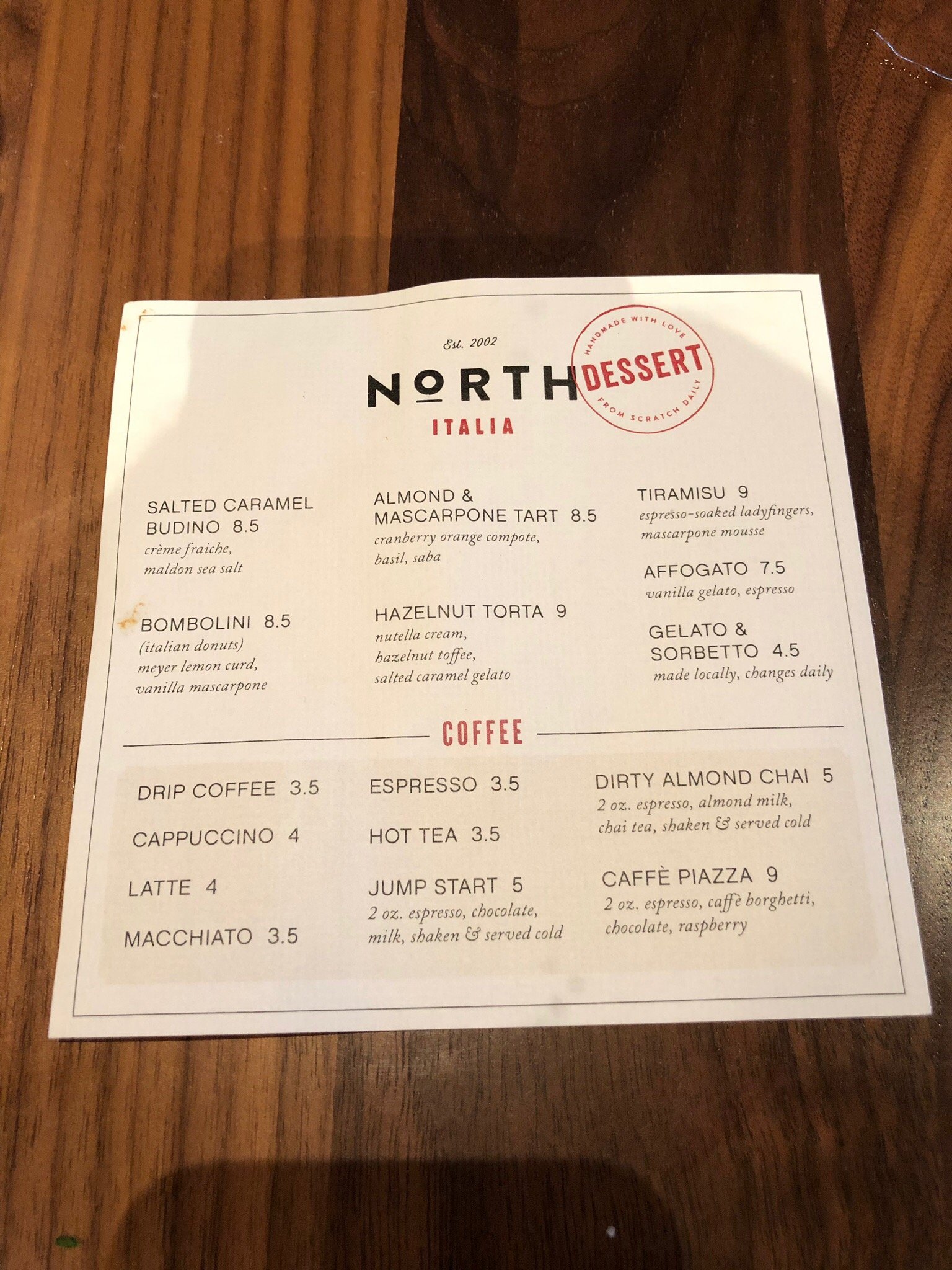 North italia menu discount