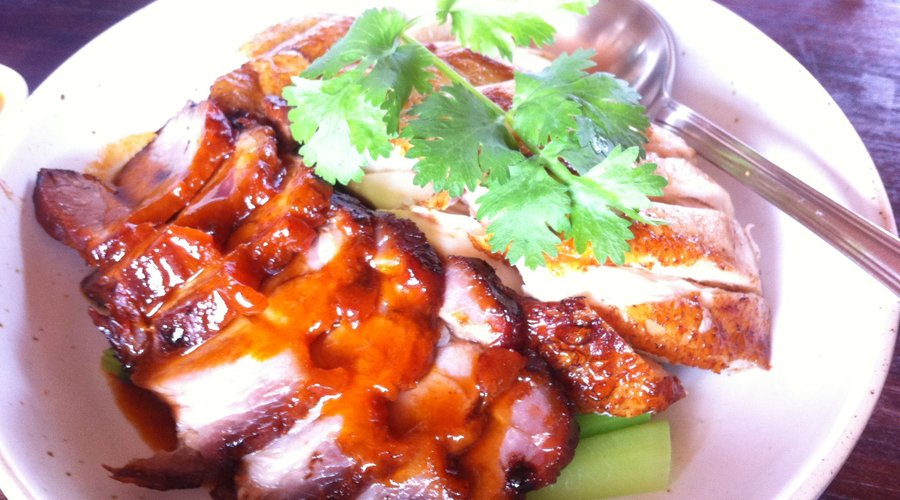 Grilled chicken and red pork