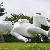 Impressive floating baby sculpture