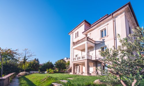 The facade of the villa