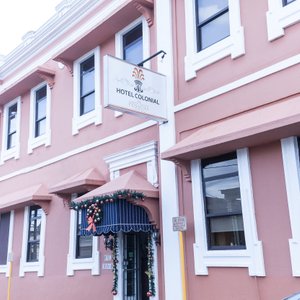 Posada Hotel Colonial in Puerto Rico, image may contain: Neighborhood, City, Hotel, Urban