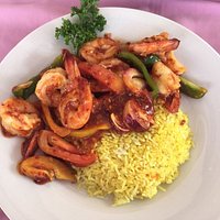 Острые креветки с рисом