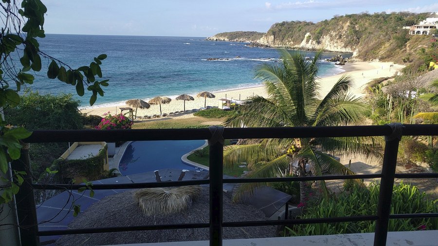 View of the beach from the balcony of our room.