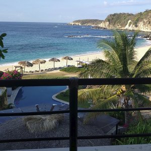 View of the beach from the balcony of our room.