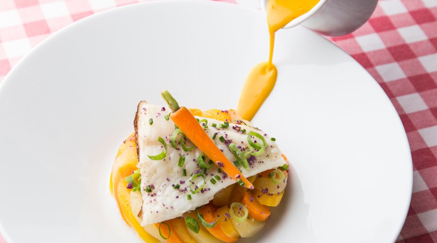 Blanc de turbot, carottes - oranges et gingembre