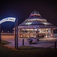 Leas Cliff Hall at night.