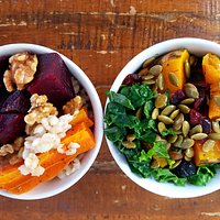 Locally grown veggies, salads, freshly made and nutritious.