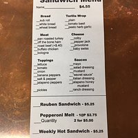 Sandwich menu