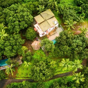 Aerial view of the Venus Bungalow at the farms 