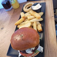 Proper burger and chips to die for!!