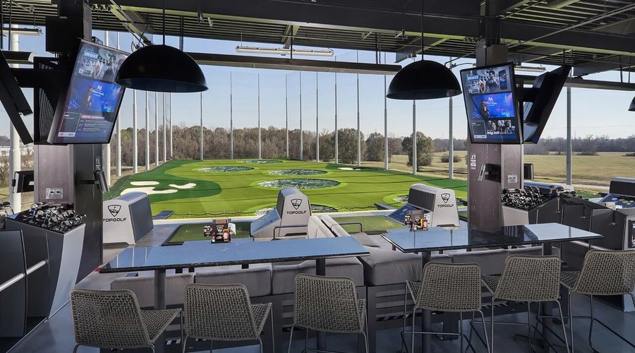 Climate-controlled hitting bay at Topgolf Baton Rouge
