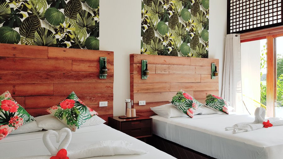 Family Deluxe Room with view of the rice fields.