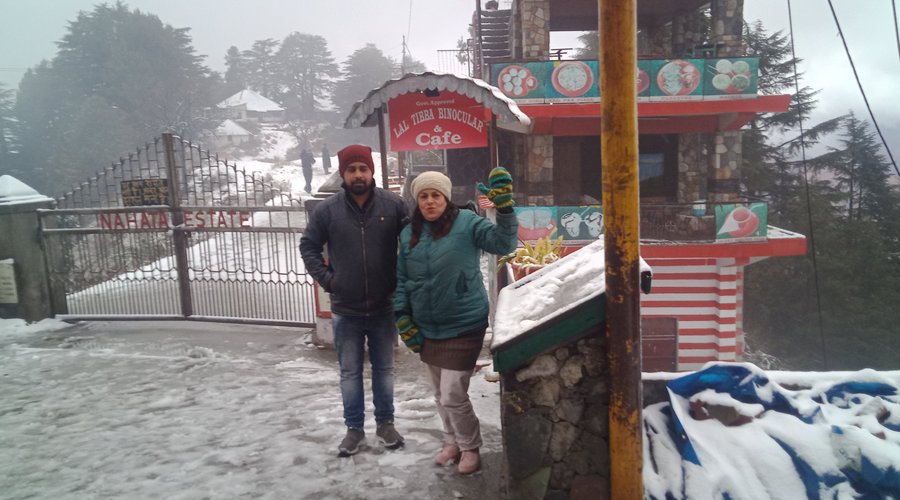 Snow fall at Mussoorie Lal Tibba on Jan. 
