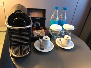 Here's that funky, two-cup coffee maker. A nice idea actually, if I ever  had two people in my ro - Picture of DoubleTree by Hilton Hotel Bristol,  Connecticut - Tripadvisor