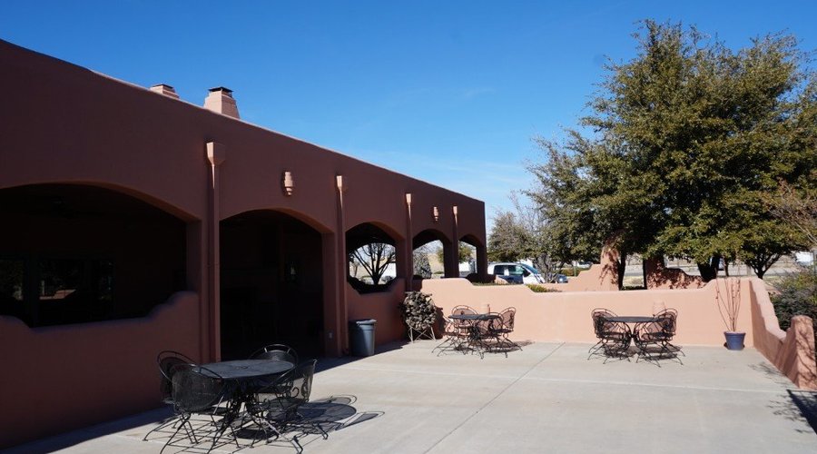 Patio areas for dining and relaxing.