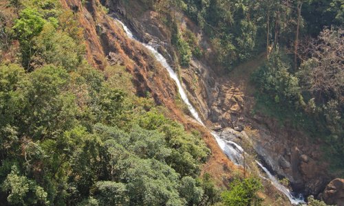 Looking down onto the natural water fall from Pura Vida.