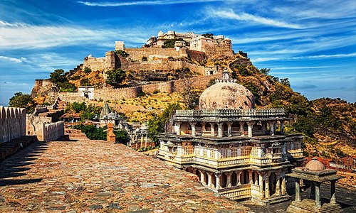 It is counted second longest wall in World after The Great wall of China. 15th century Kumbhalgarh Fort view from its "wall", a great wall which is 36 Kms long.