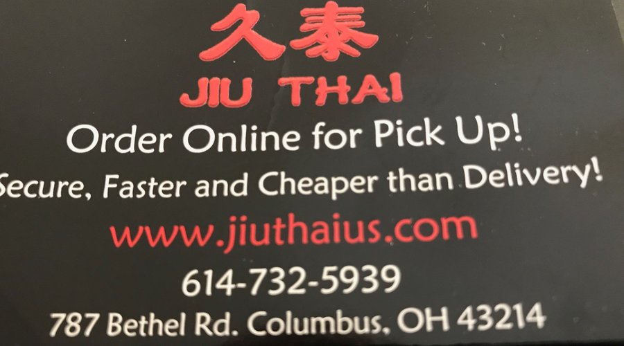business card and restaurant info.