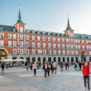 Pestana Plaza Mayor Madrid in Madrid, image may contain: Door, Furniture, Linen, Bedroom
