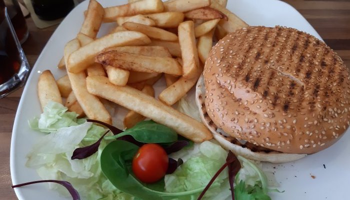 Beef Burger and Crunchy Chicken wrap delicious