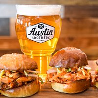 Two of our best selling items pictured, the Thai Chicken Sliders accompanied by 45er IPA.