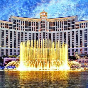 Bellagio Las Vegas in Las Vegas, image may contain: Fountain, Water, Hotel, City
