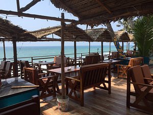 Black Beach Resort in Varkala Town, image may contain: Resort, Hotel, Dining Table, Table