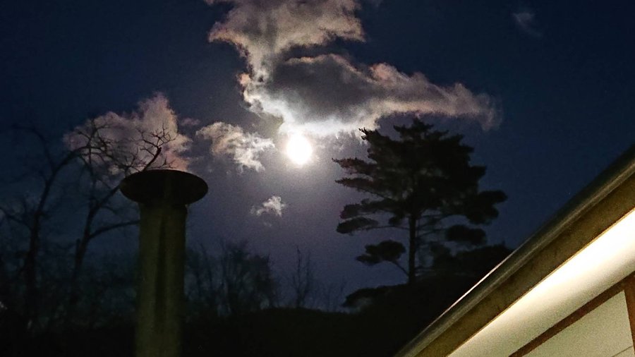 満月の日の夜空。