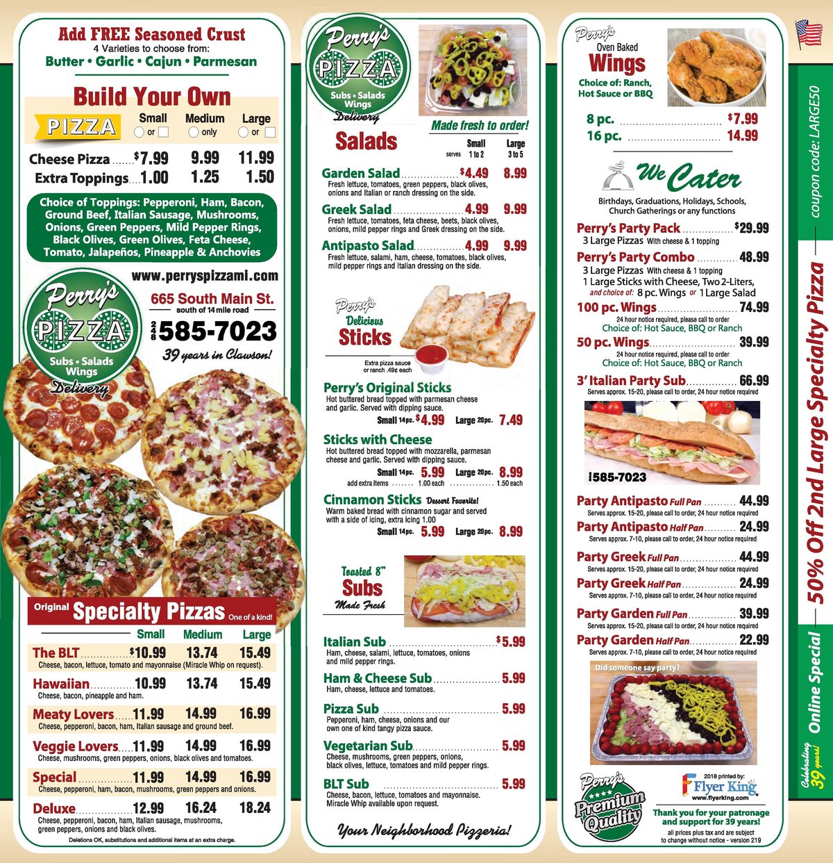 PERRY'S PIZZA, Clawson - Menu, Prices & Restaurant Reviews - Order ...