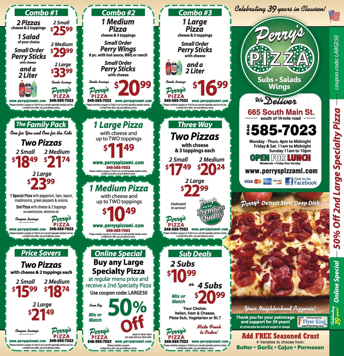 PERRY'S PIZZA, Clawson - Menu, Prices & Restaurant Reviews - Order ...