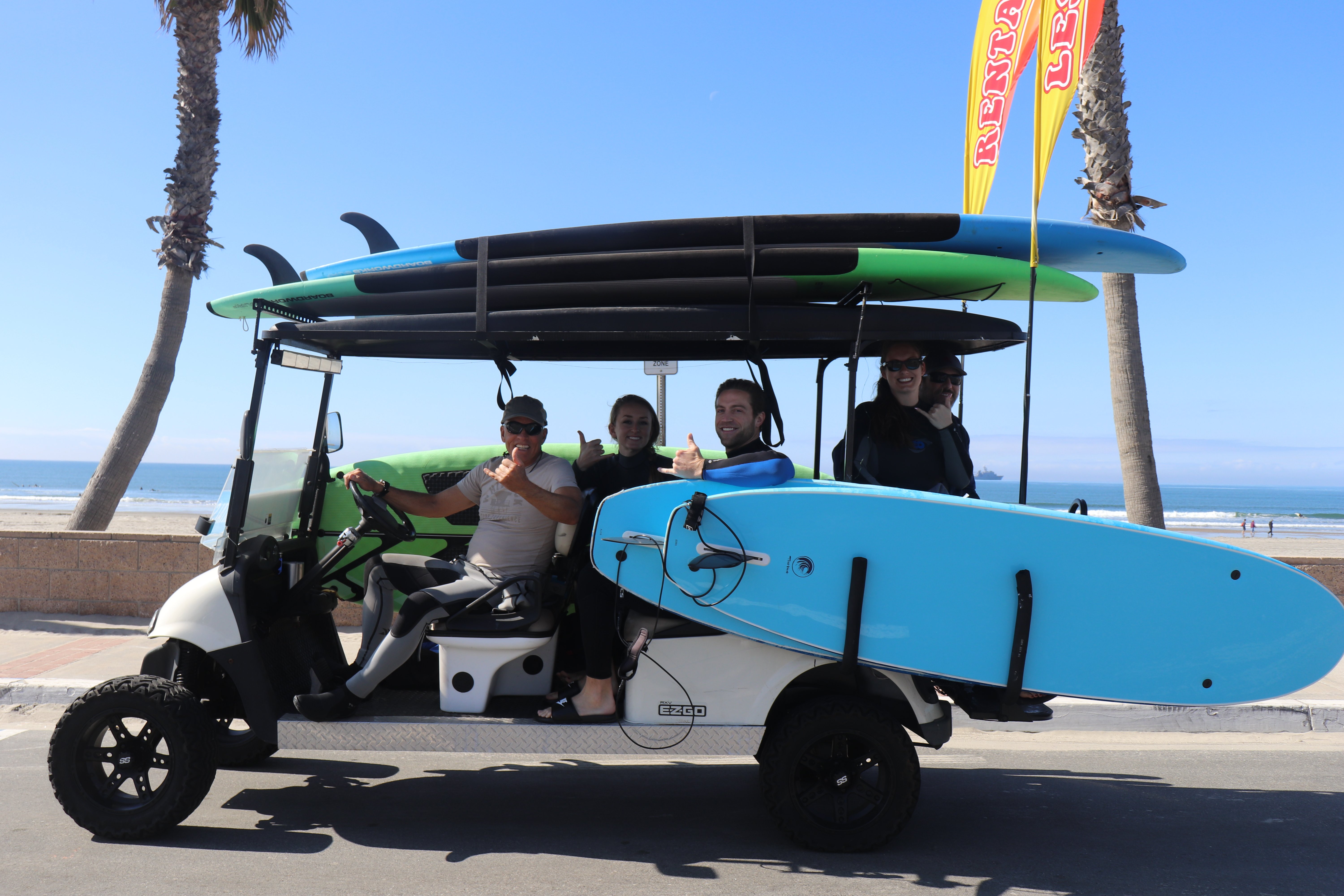 Golf cart surfboard online rack