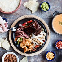 Fajita fiesta with an order of con queso