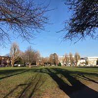 Long shadows, late afternoon, a sunny day at Stamford Brook Common