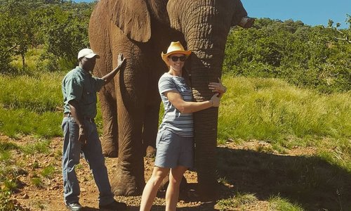 Hugging a gentle giant