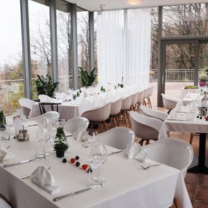 Hotel Cvilin in Krnov, image may contain: Dining Table, Table, Dining Room, Knife
