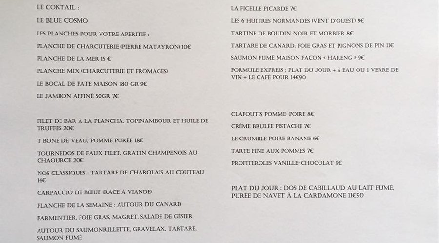 Nos ardoises de la semaine. Et pour cette semaine deux planches à manger en plat une autour du saumon et la deuxième autour du canard 🍴

N’oubliez pas notre Formule express à 14€90 (plat du jour + 1/2 eau ou un verre de vin 🍷+ le café ☕️)
