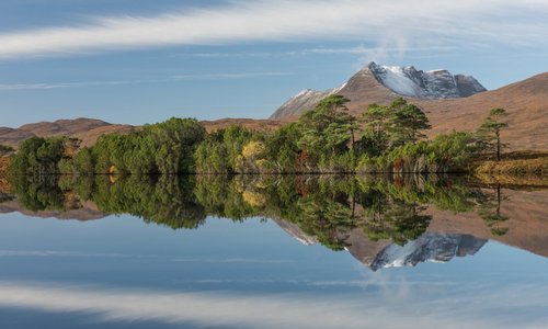 Beautiful reflections and mountain scenery in Assynt in the north west Highlands