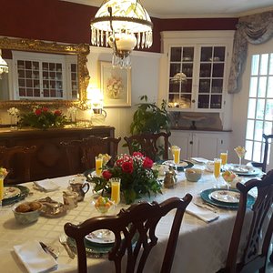 Breakfast served in the dining room
