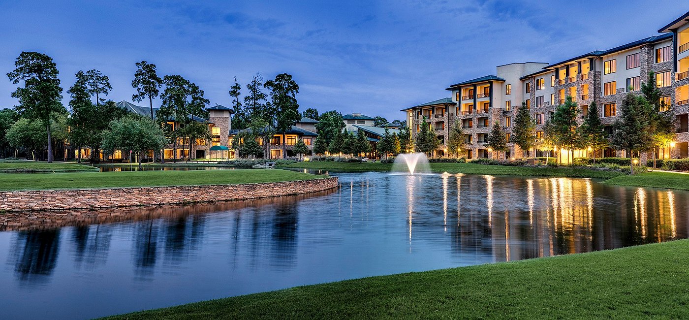 Lake In Front Of Buildings At The Woodlands Resort In Houston, TX