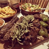 kebab , barbeque , fri, salat, vegetables cheese and vodka for only 150 Eur for 4 peron.