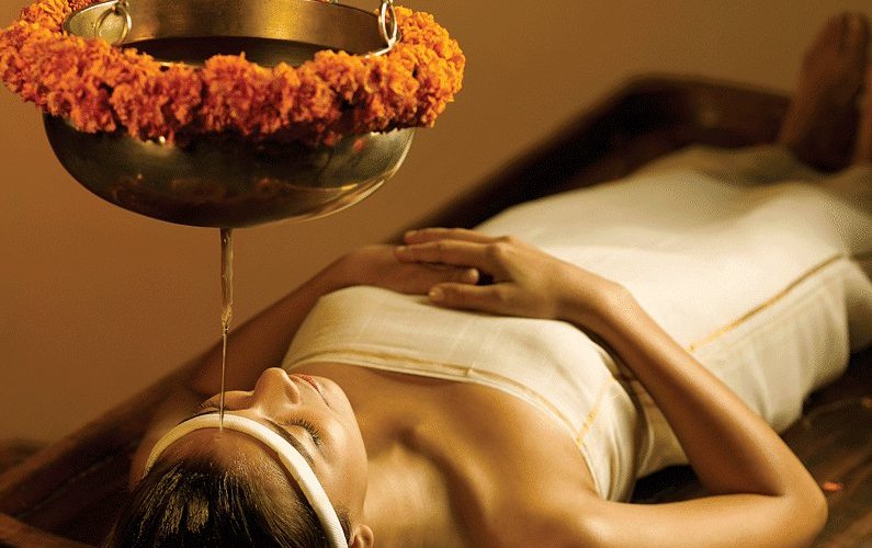  Shirodhara is a form of Ayurveda therapy that involves gently pouring liquids over the forehead and can be one of the steps involved in Panchakarma. The name comes from the Sanskrit words shiro (head) and dhara (flow).
Shirodhara has been used to treat a variety of conditions including eye diseases, sinusitis, allergic rhinitis, greying of hair, neurological disorders, memory loss, insomnia, hearing impairment.