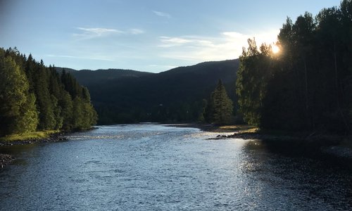The river Begna floats by the farm and is great for fishing.