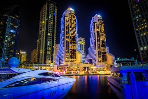 Grosvenor House, A Luxury Collection Hotel, Dubai in Dubai, image may contain: Yacht, City, Waterfront, Metropolis